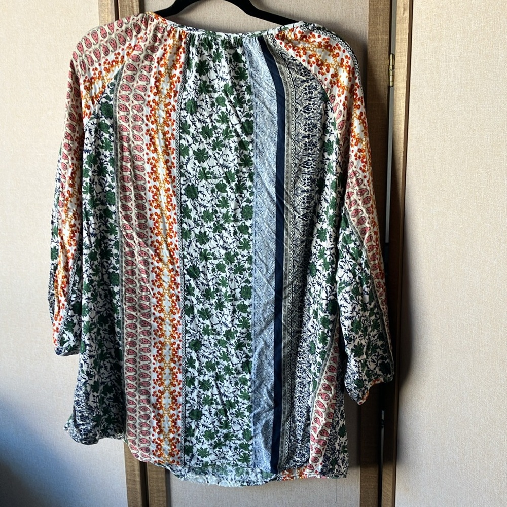 FINAL MARKDOWN Janette Plus Multicolor Floral Women's peasant top 3x - Picture 7 of 10